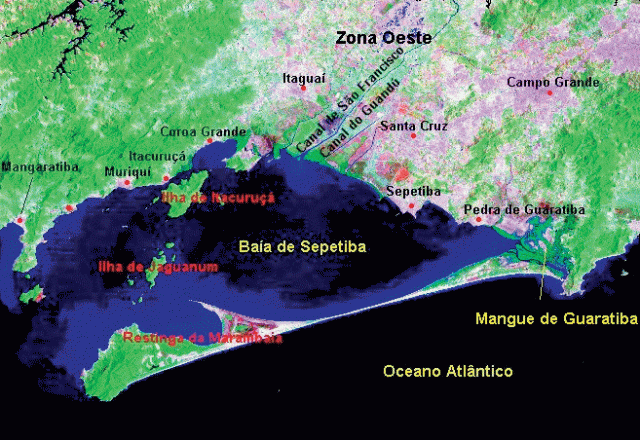 Mapa do potencial da mitilicultura na Baía de Sepetiba